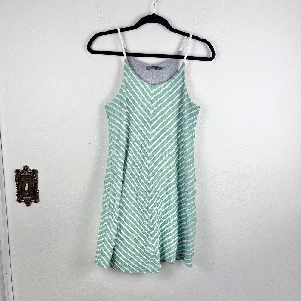 Prana Mint Green and White Striped Mini Dress